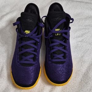 Nike MENS L.B.J Sneakers in Purple and Yellow
